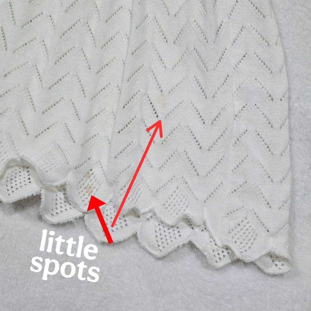 KNITS FOR LOVE & LEMONS ✦ White Chevron Knit Halter Top ✦ Scalloped Hem XS - Picture 10 of 13